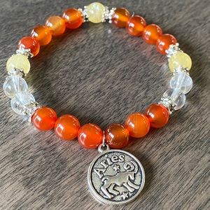 Carnelian clear quarts and citrine bracelet